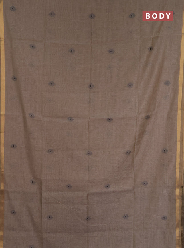 Jamdhani cotton saree beige and grey with thread woven buttas and jamdhani pallu