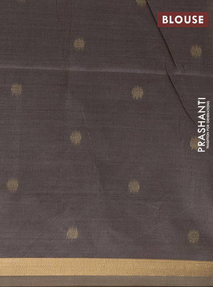 Jamdhani cotton saree beige and grey with thread woven buttas and jamdhani pallu