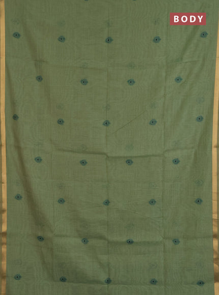 Jamdhani cotton saree pista green and bottle green with thread woven buttas and jamdhani pallu