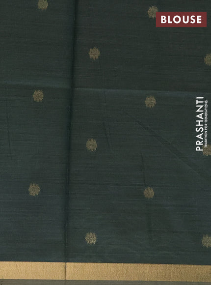 Jamdhani cotton saree pista green and bottle green with thread woven buttas and jamdhani pallu