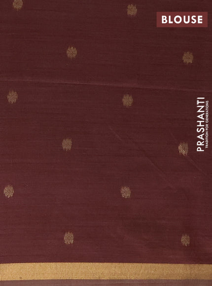 Jamdhani cotton saree sandal and deep maroon with thread woven buttas and jamdhani pallu