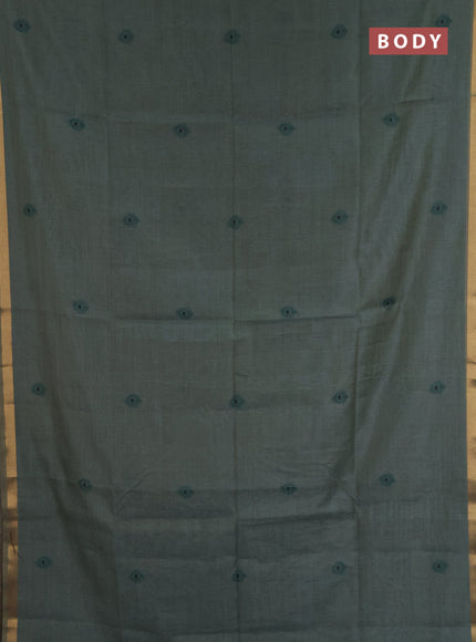 Jamdhani cotton saree pastel green and bottle green with thread woven buttas and jamdhani pallu