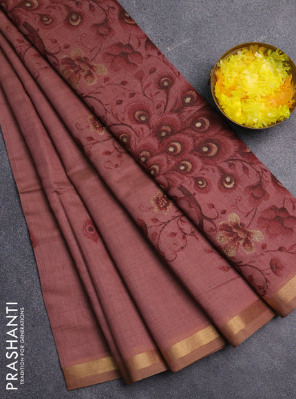 Jamdhani cotton saree pastel maroon and maroon with thread woven buttas and jamdhani pallu