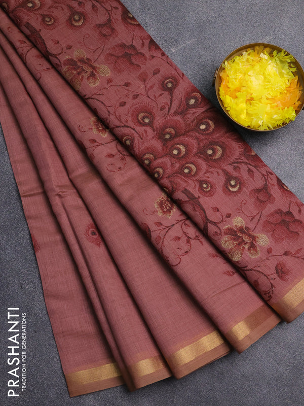 Jamdhani cotton saree pastel maroon and maroon with thread woven buttas and jamdhani pallu