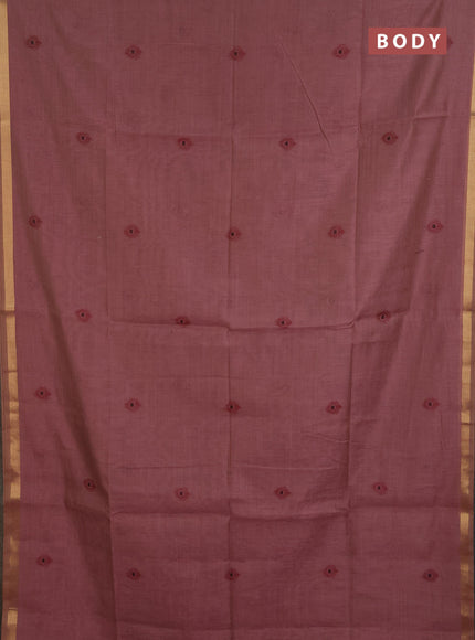 Jamdhani cotton saree pastel maroon and maroon with thread woven buttas and jamdhani pallu