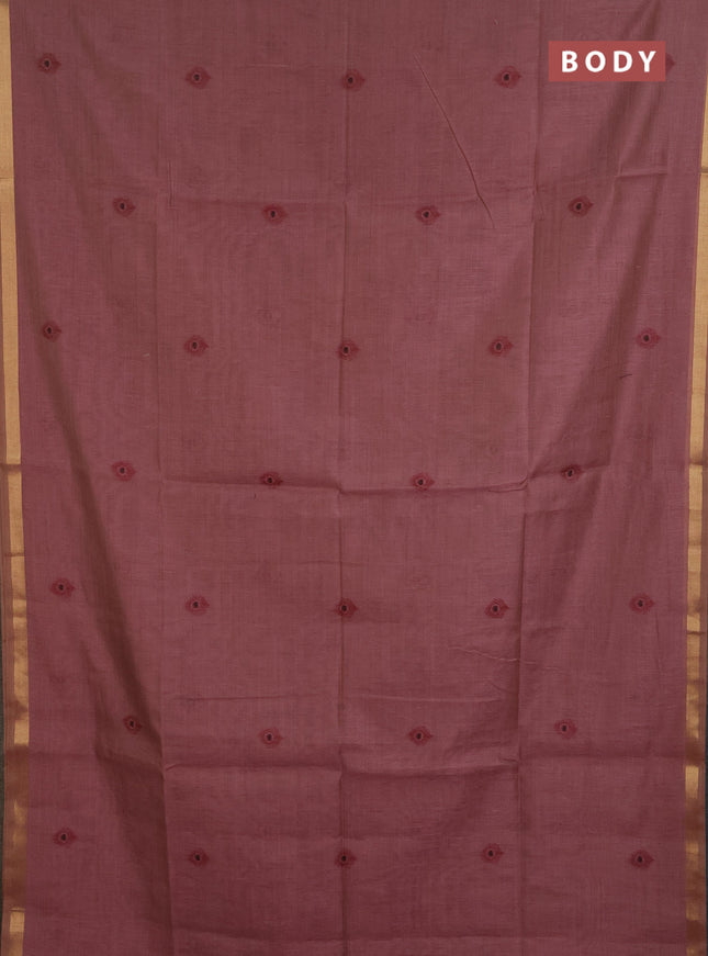 Jamdhani cotton saree pastel maroon and maroon with thread woven buttas and jamdhani pallu
