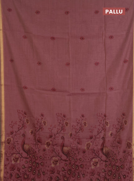 Jamdhani cotton saree pastel maroon and maroon with thread woven buttas and jamdhani pallu