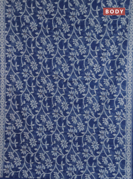 Jamdhani cotton saree blue shade with allover thread weaves & zari buttas and jamdhani pallu