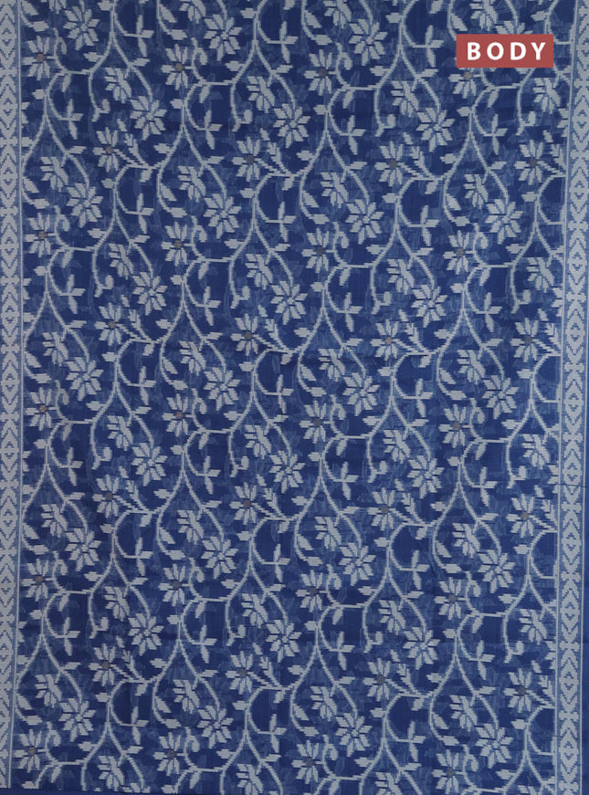 Jamdhani cotton saree blue shade with allover thread weaves & zari buttas and jamdhani pallu
