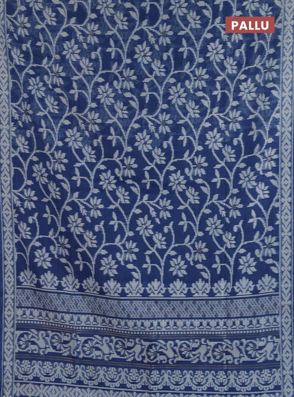Jamdhani cotton saree blue shade with allover thread weaves & zari buttas and jamdhani pallu