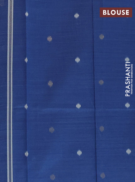 Jamdhani cotton saree blue shade with allover thread weaves & zari buttas and jamdhani pallu
