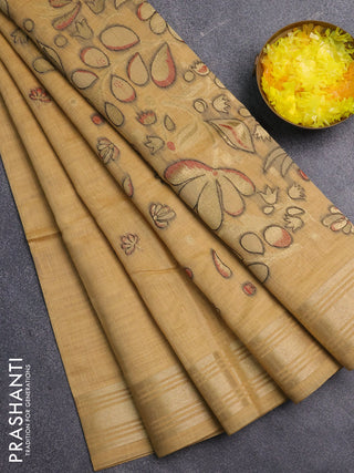 Jamdhani cotton saree sandal with allover thread & zari woven buttas and jamdhani pallu