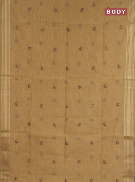 Jamdhani cotton saree sandal with allover thread & zari woven buttas and jamdhani pallu