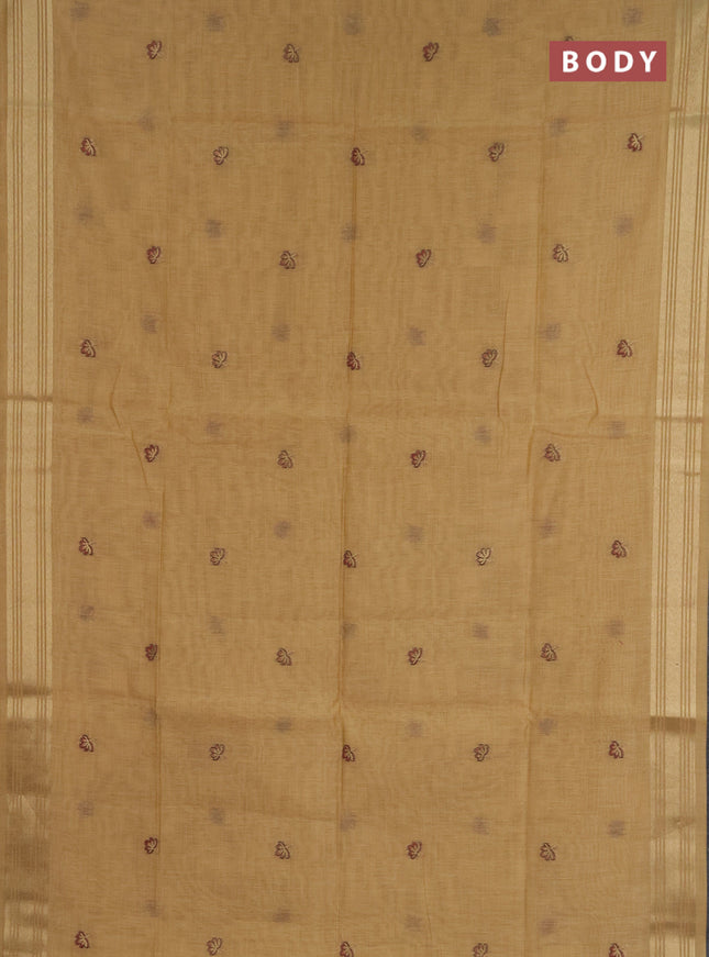 Jamdhani cotton saree sandal with allover thread & zari woven buttas and jamdhani pallu