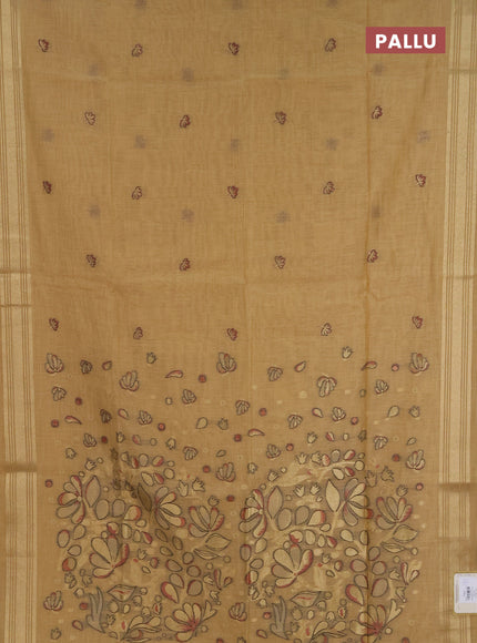 Jamdhani cotton saree sandal with allover thread & zari woven buttas and jamdhani pallu