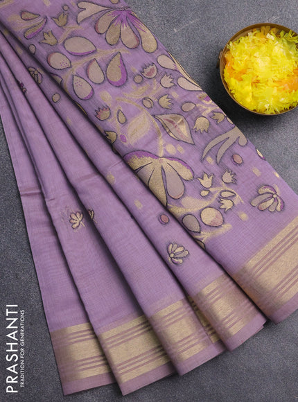 Jamdhani cotton saree lavender with allover thread & zari woven buttas and jamdhani pallu
