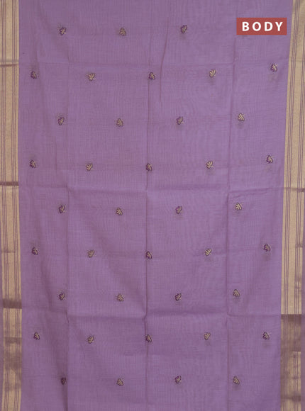 Jamdhani cotton saree lavender with allover thread & zari woven buttas and jamdhani pallu