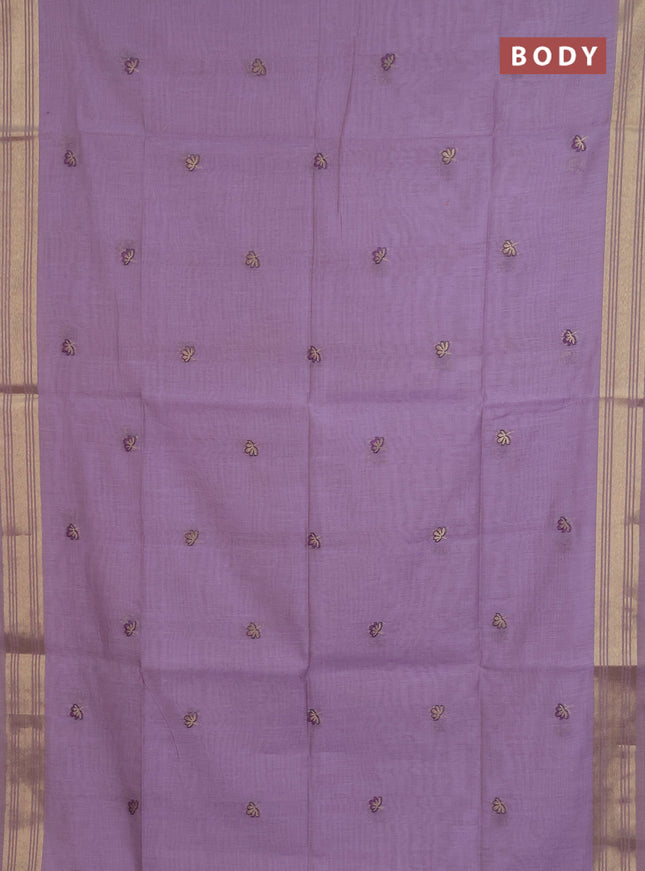 Jamdhani cotton saree lavender with allover thread & zari woven buttas and jamdhani pallu