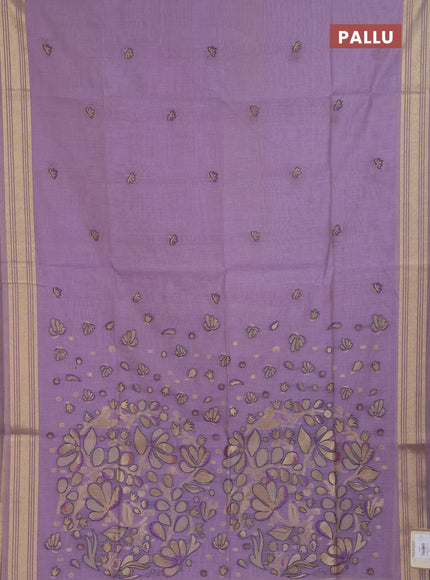 Jamdhani cotton saree lavender with allover thread & zari woven buttas and jamdhani pallu