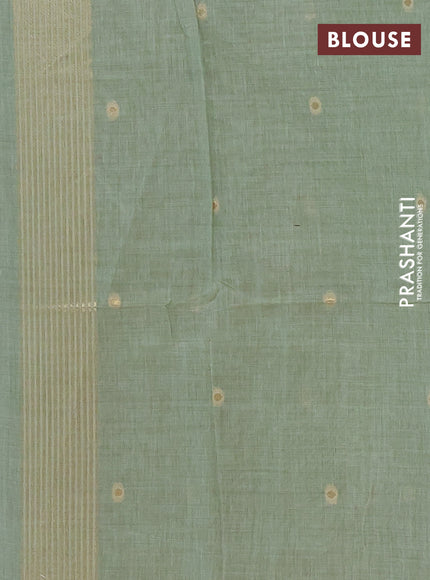 Jamdhani cotton saree pastel green with allover thread & zari woven buttas and jamdhani pallu