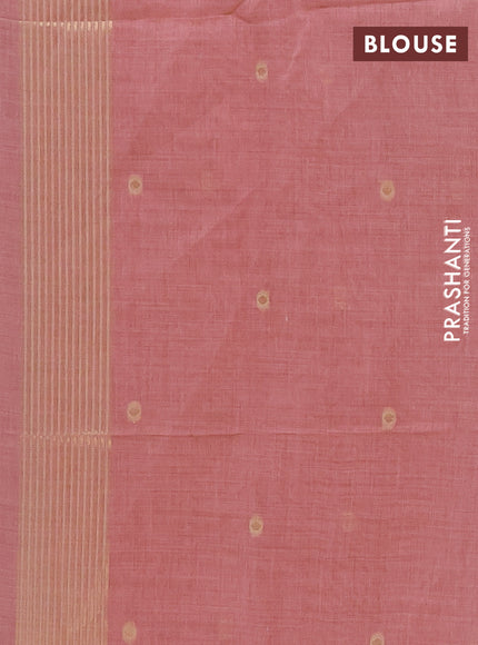 Jamdhani cotton saree dark peach with allover thread & zari woven buttas and jamdhani pallu