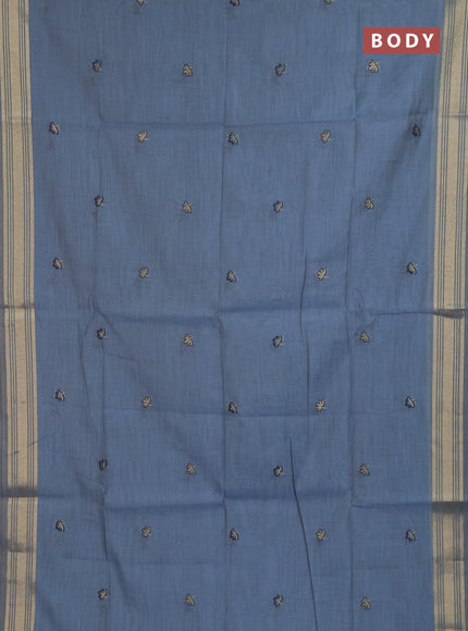 Jamdhani cotton saree pastel blue with allover thread & zari woven buttas and jamdhani pallu