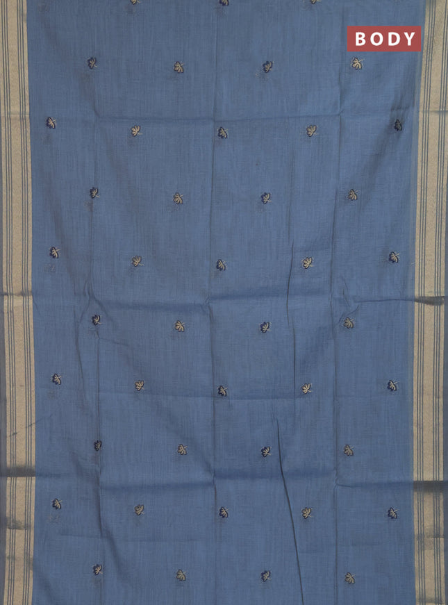 Jamdhani cotton saree pastel blue with allover thread & zari woven buttas and jamdhani pallu