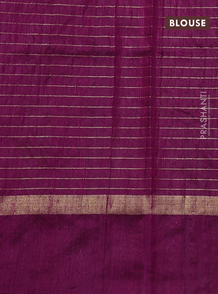 Pure dupion silk saree cs blue and magenta pink with allover zari checked pattern and rettapet zari woven butta border