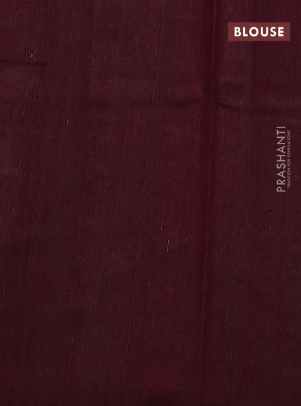 Pure dupion silk saree dark mustard and deep maroon with plain body and temple design zari woven butta border