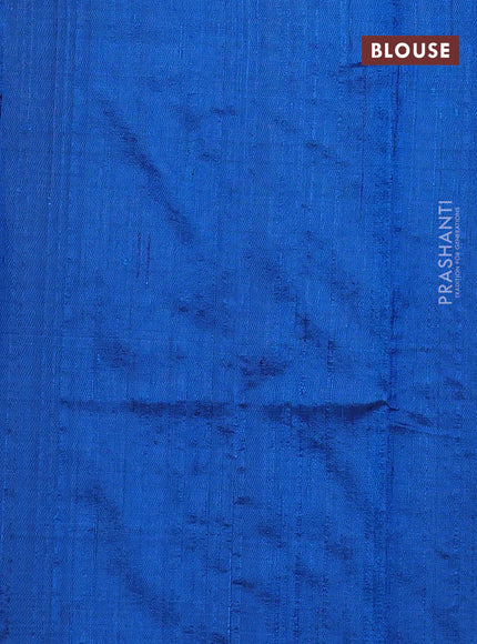 Pure dupion silk saree navy blue and cs blue with plain body and temple design zari woven butta border