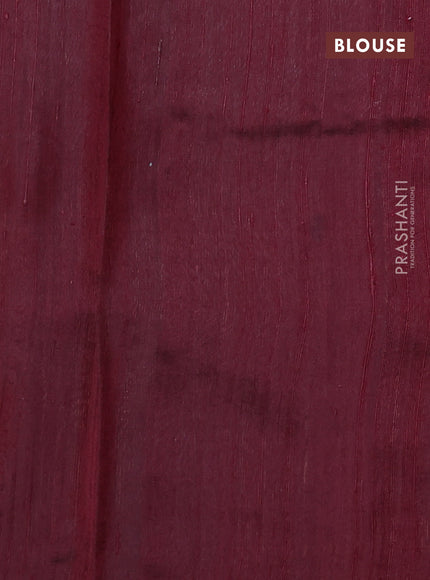 Pure dupion silk saree orange and deep maroon with plain body and temple design zari woven butta border