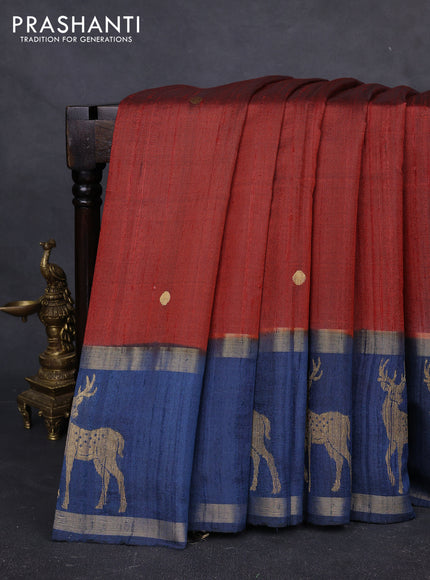 Pure dupion silk saree orange and peacock green with zari woven buttas and rettapet zari woven butta border
