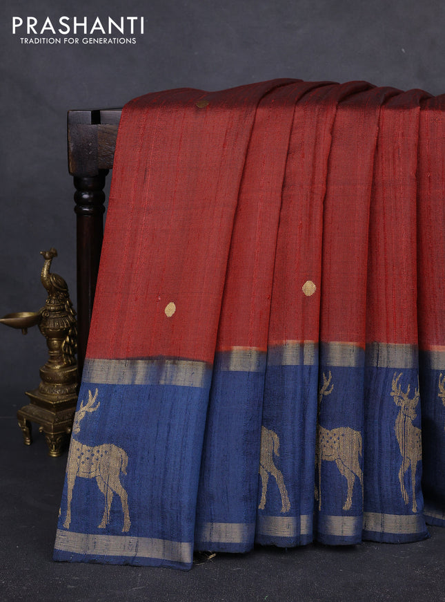 Pure dupion silk saree orange and peacock green with zari woven buttas and rettapet zari woven butta border