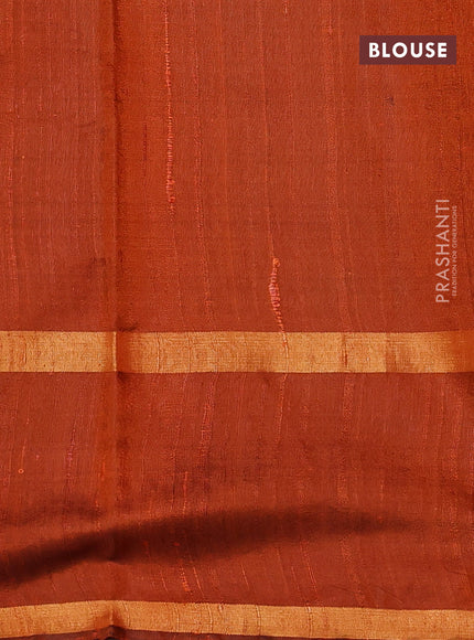 Pure dupion silk saree brown and orange with zari woven buttas and rettapet zari woven butta border