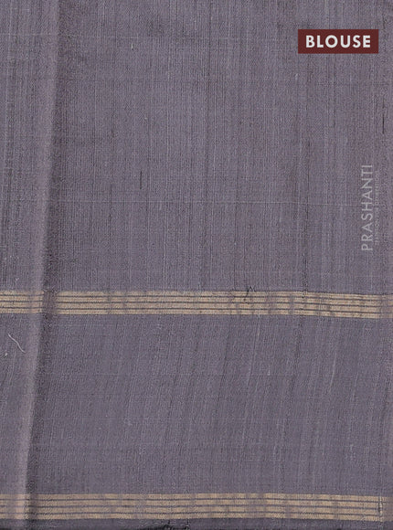 Pure dupion silk saree grey with allover zari woven buttas and rettapet zari woven border
