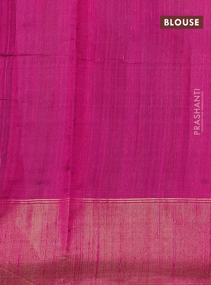 Pure dupion silk saree mehendi green and pink with allover zari woven buttas and temple design zari woven border