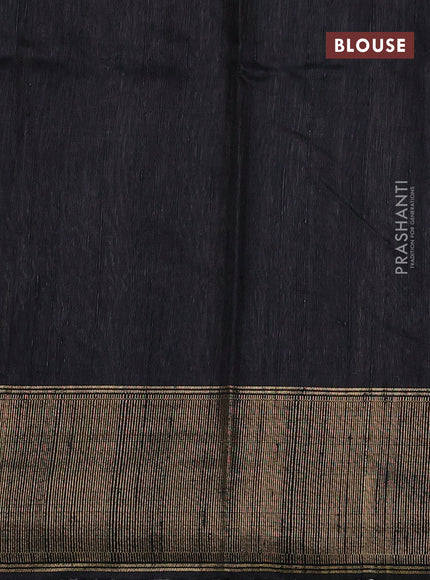 Pure dupion silk saree dark mustard and black with allover zari woven buttas and temple design zari woven border