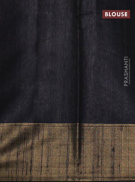 Pure dupion silk saree purple and black with allover zari woven buttas and temple design zari woven border