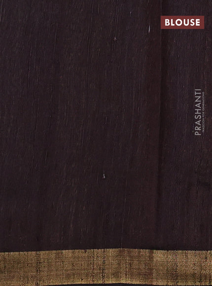 Pure dupion silk saree coffee brown with thread & zari woven buttas and zari woven border