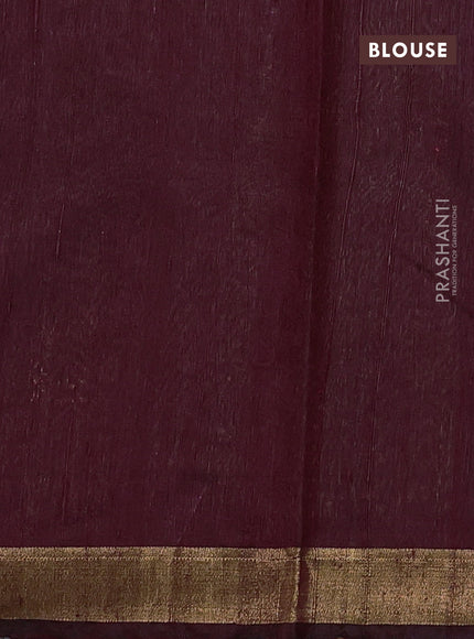 Pure dupion silk saree deep maroon with thread & zari woven buttas and zari woven border