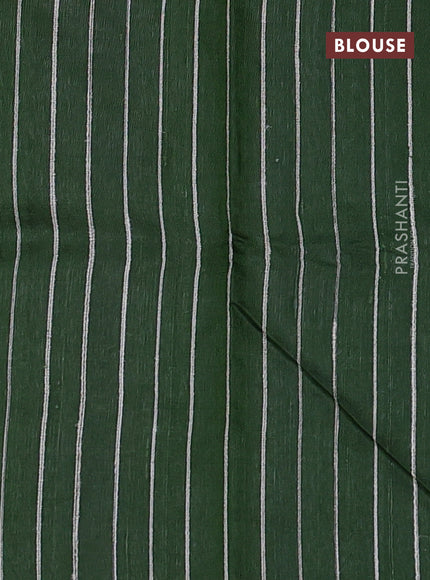 Pure dupion silk saree sap green and beige with thread & zari woven buttas and temple design simple border