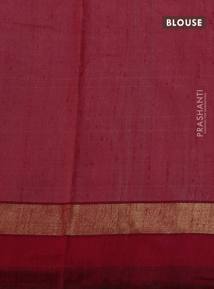 Pure dupion silk saree off white and red with plain body and temple design zari woven simple border