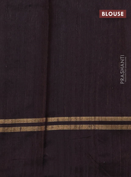 Pure dupion silk saree coffee brown with allover zari woven buttas and zari woven simple border