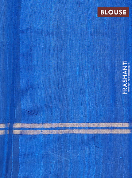 Pure dupion silk saree cs blue with allover zari woven buttas and zari woven simple border
