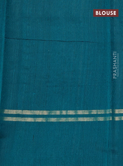 Pure dupion silk saree peacock green with allover zari woven buttas and zari woven simple border