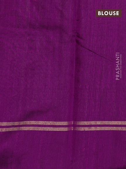 Pure dupion silk saree dark megenta with allover zari stripe & buttas and zari woven simple border