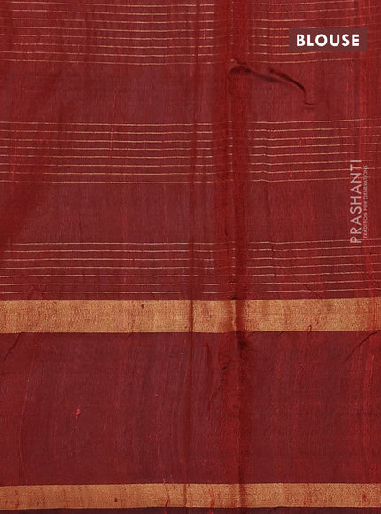 Pure dupion silk saree green and orange with allover zari checked pattern and rettapet zari woven butta border
