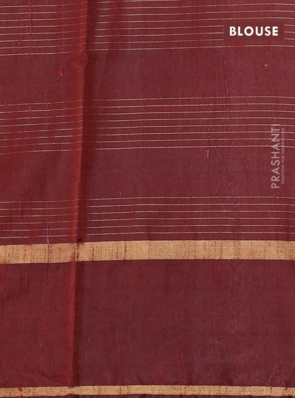 Pure dupion silk saree peacock green and rust shade with allover zari checked pattern and rettapet zari woven butta border