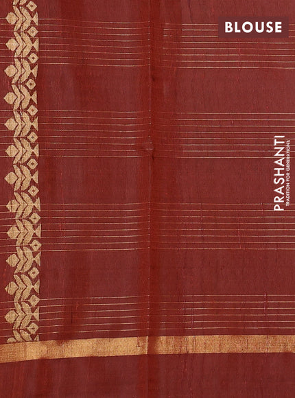 Pure dupion silk saree orange with allover zari checked pattern and rettapet zari woven butta border