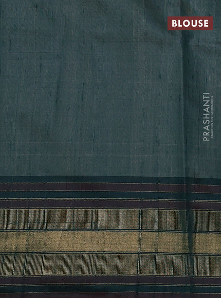 Pure dupion silk saree mustard yellow and peacock green with plain body and temple design zari woven border